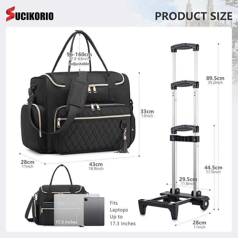 SUCIKORIO Rolling Laptop Bag 17.3 Inch 3 IN 1 Rolling Briefcase for Women Waterproof Teacher Tote Bag With Wheels - Image 5